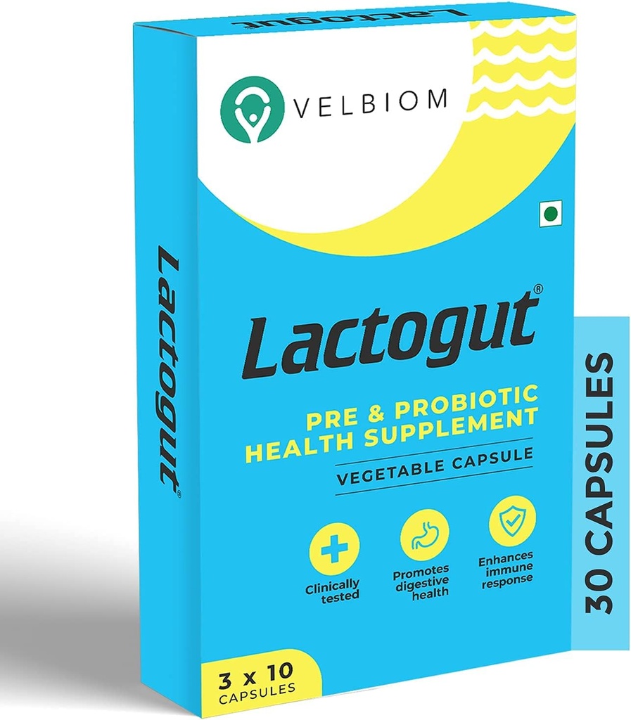 Lactogut Probiotics Supplemento per Immunity and Digestive Health, Gut Health Multi Strain e Site-Specific Pre-Probiotic Formula Aiuta in Ibs e Ibd - 30 capsule