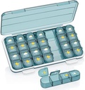 Organizzatore di pillole 4 volte al giorno, Pill Box 4 volte al giorno 7 giorno - Acedada organizzatore di scatole di medicina settimanale con caso separato, Dispenser portatile del contenitore di pillole giornaliere per la vitamina, oli di pesce, supplementi, blu
