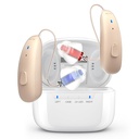 Apparecchi acustici ricaricabili per anziani - Behind-The-Ear BTE apparecchio acustico con cancellazione del rumore per la perdita dell'udito grave, amplificatore acustico OTC invisibile con custodia per adulti