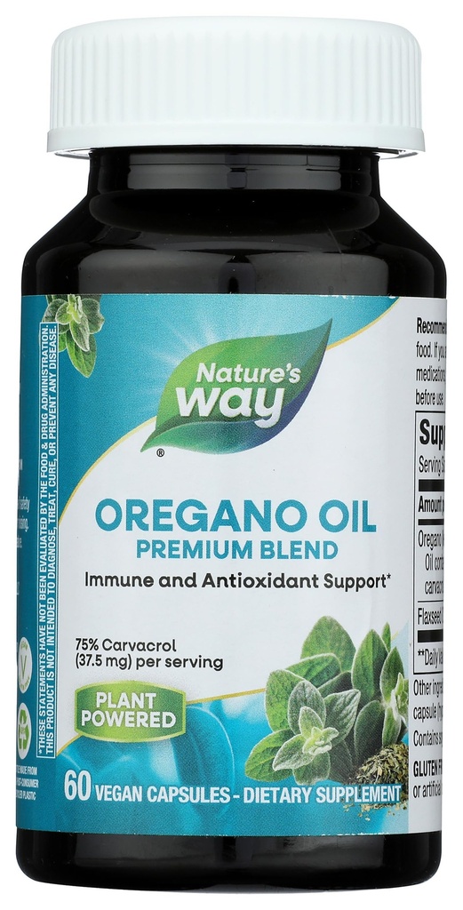 Olio di origano di modo naturale, supplemento di supporto immunitario e antiossidante,* 75-85% Carvacrol per porzione, senza glutine, 60 capsule vegane