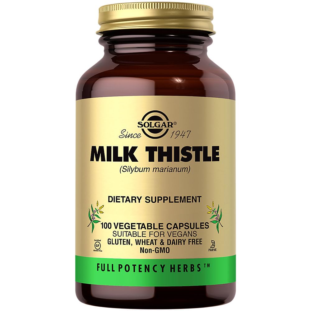 Solgar Milk Thistle - 100 Capsule Vegetali - Full Potency (FP) - Non OGM, Vegan, Gluten Free, Dairy Free, Kosher - 100 Serve