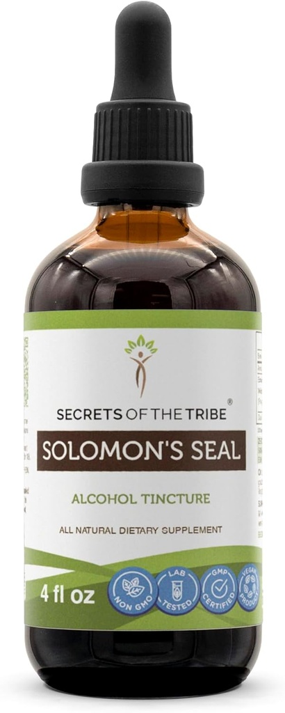 Segreti della Tribe Solomon s Seal Tincture Alcohol Extract, High-Potency Herbal Drops, Tincture Realizzato da Wildcrafted Solomon's Seal Polygonatum odoratum Respiratory System Health 4 oz
