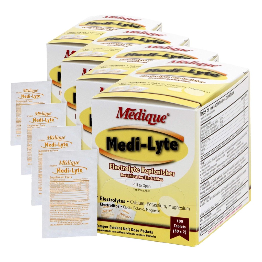 Medico 03033 Medi-Lyte Electrolyte Tablets w/Potassium Chloride for Cramps, 100-Tablets (Pack of 4)