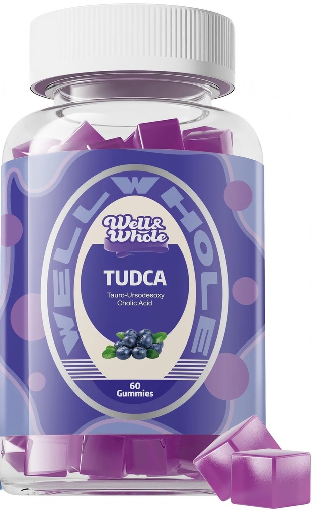 Well&Whole Bile Salts Supplemento TUDCA Gummies 1000mg + Milk Thistle 500mg - Supporto per fegato clinicamente studiato per Detox & Digestion - Vegan, Non-GMO - 60 Count s