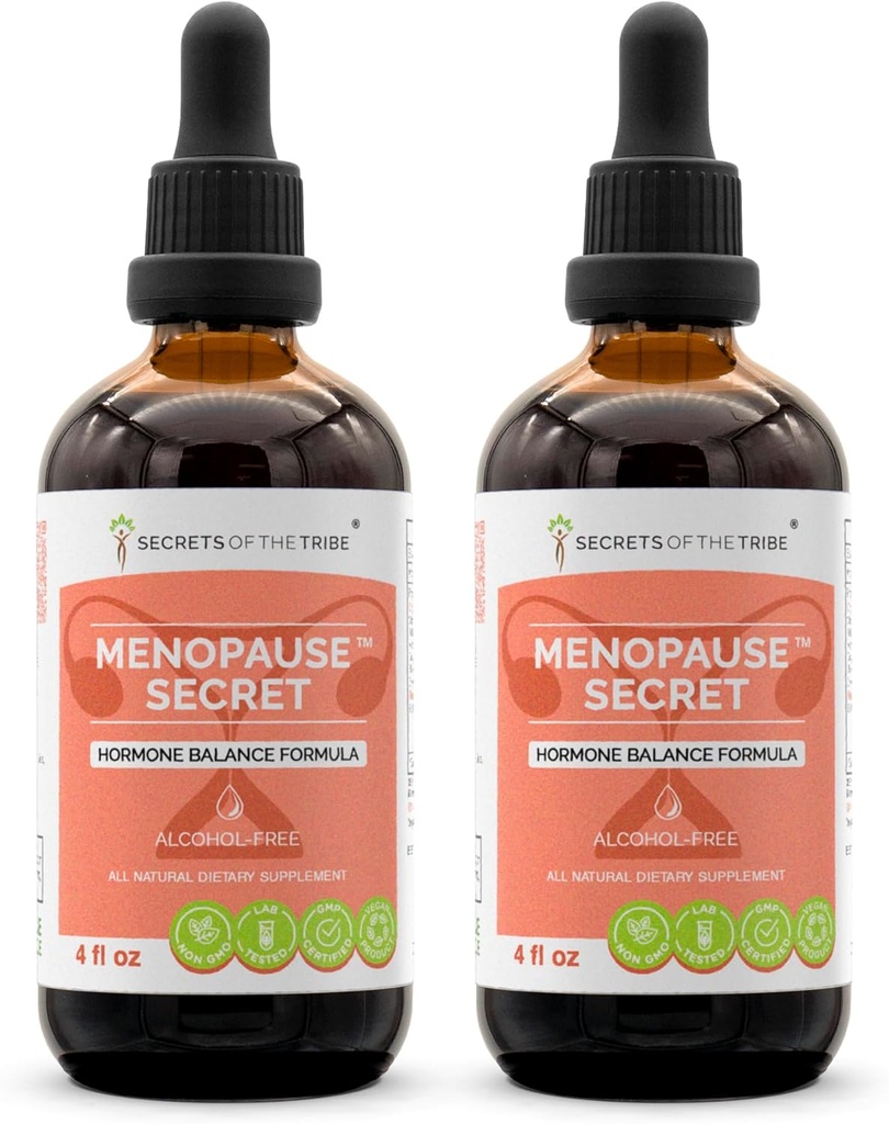 Menopausa Segreto Alcol-Free, Glycerite Nero Cohosh, Vitex, Clover Rosso, Maca, Dong Quai, St. John's Wort. Tintura, Estratto di erbe formula bilanciamento dell'ormone 2x4 OZ