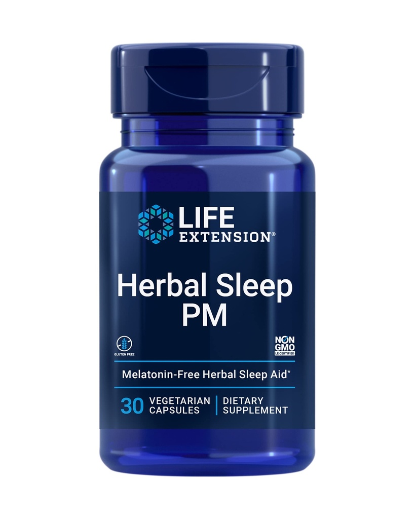 Estensione di vita Herbal Sleep PM, Limone Balm, Honokiol (Magnolia corteccia), Camomilla, Promuove il sonno sano, Ormone-Free, melatonina-Free, Gluten Free, Non OGM, Vegetariano, 30 Capsule