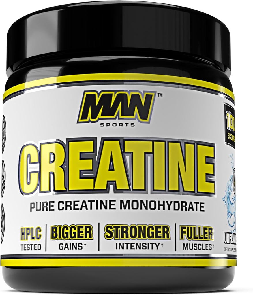 Uomo Sport 100% Pure Creatina Monoidrato Polvere, Neutral, 500 Grammo - 100 Serve