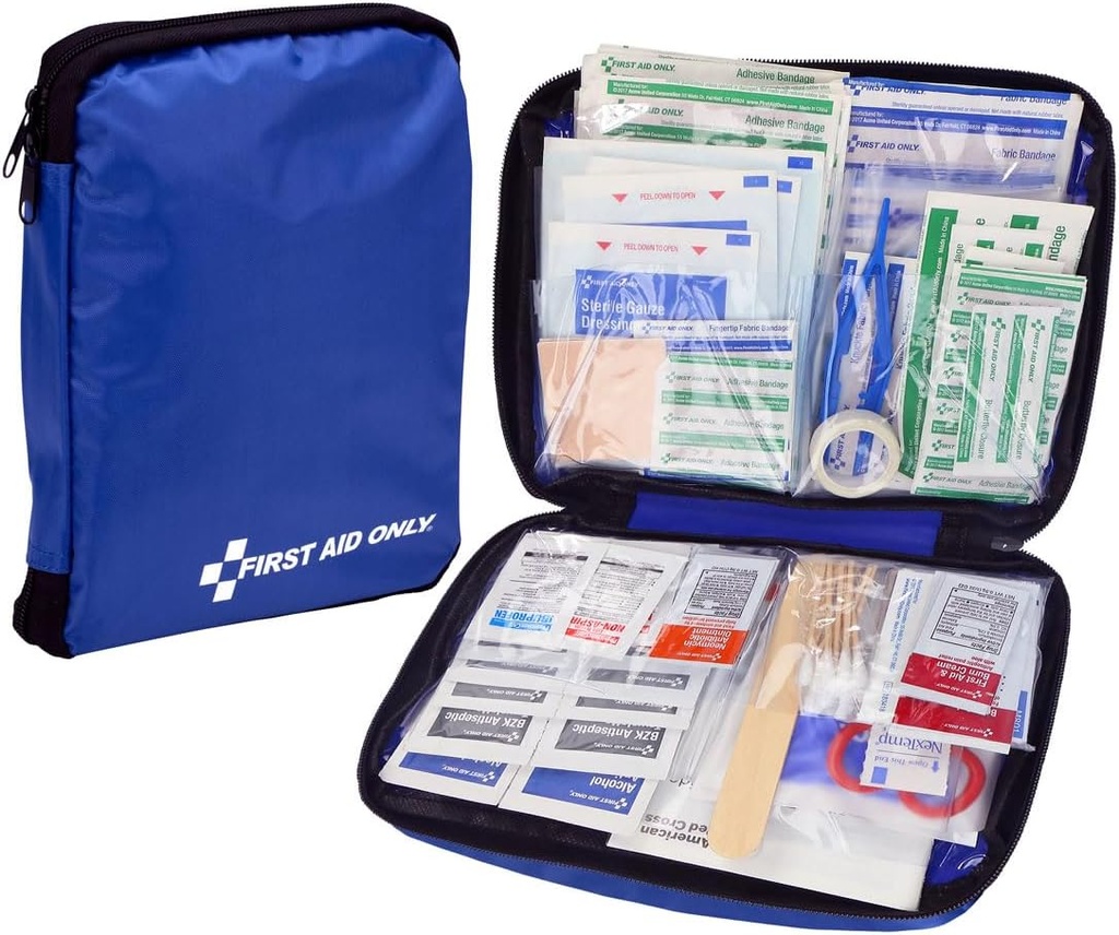 First Aid Only 299 Piece Kit di pronto soccorso per la casa, l'ufficio, l'automobile, l'appartamento, il dormitorio e il campeggio, il sacchetto compatto di viaggio si adatta in zaini, valigette, armadi e cassetti