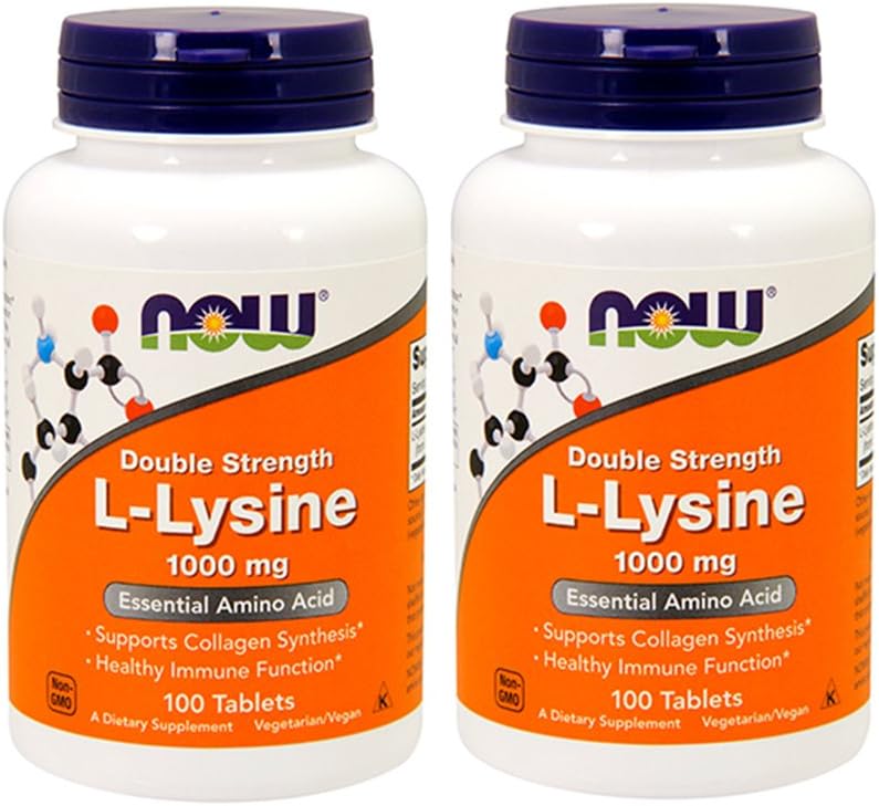 NOW Foods L-Lysine 1000mg, 100 compresse (pacchetto di 2)
