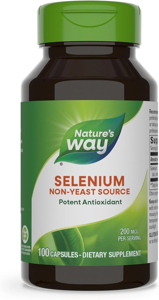 Natura Via Selenio, Non-Yeast Source, Potente Antiossidante, 100 capsule (Packaging May Vary)