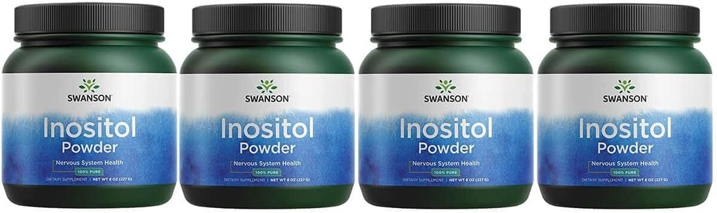 Swanson 100% Pure Inositol Powder - Supplemento naturale Promuovere la messa a fuoco e il relax - Nerve & Cellular Support- (8oz) 4 Pack