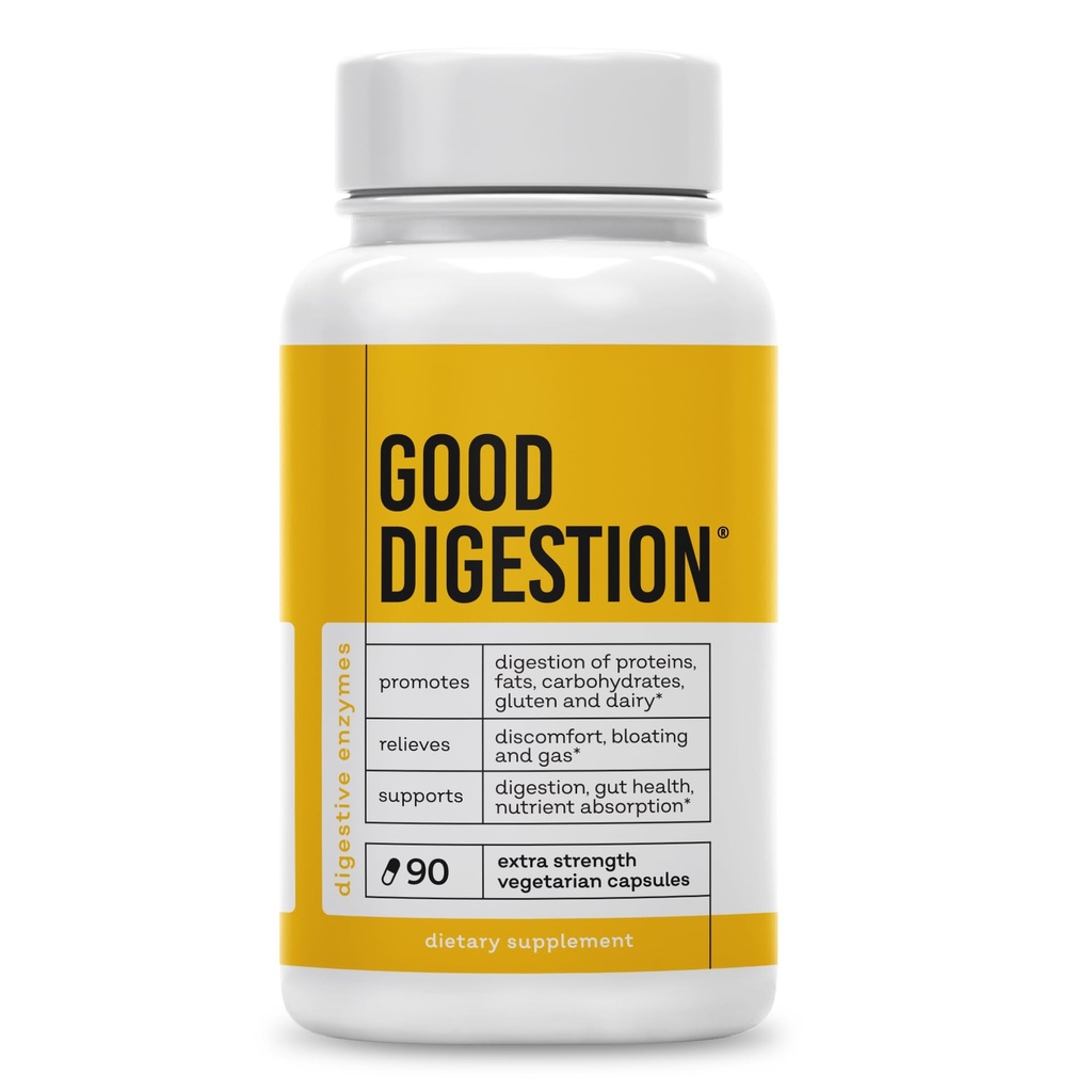 Enzimi digestivi ad alta resistenza | Formula All-in-One | Bloating & Gas Relief | Rilievo di digestione per carboidrati, grassi, proteine, glutine, latticini | Supporti Gut Health | 90 Capsule