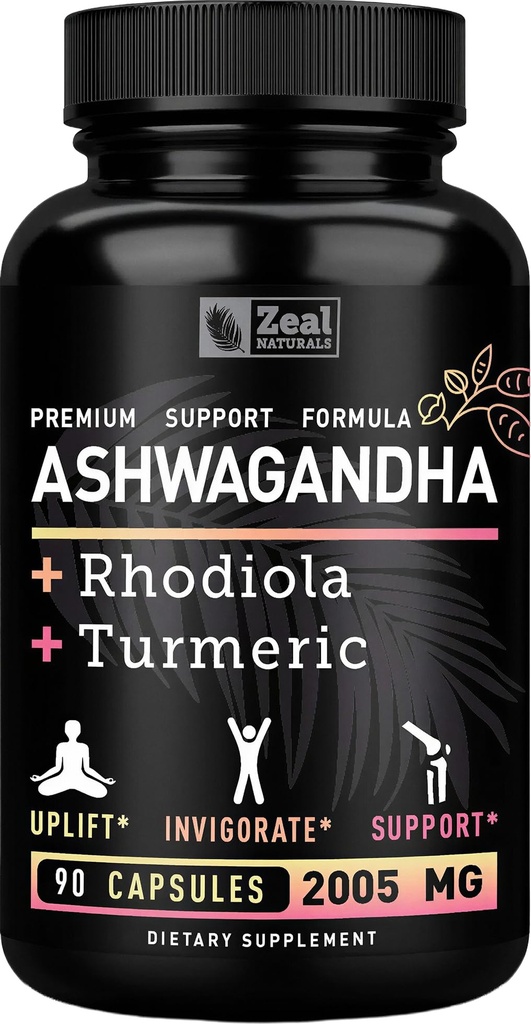 Ashwagandha Complex - Polvere di radice di Ashwagandha organica + Rhodiola Rosea + Turmeric - Formula di supporto Premium - Ashwagandha Capsule Supplemento