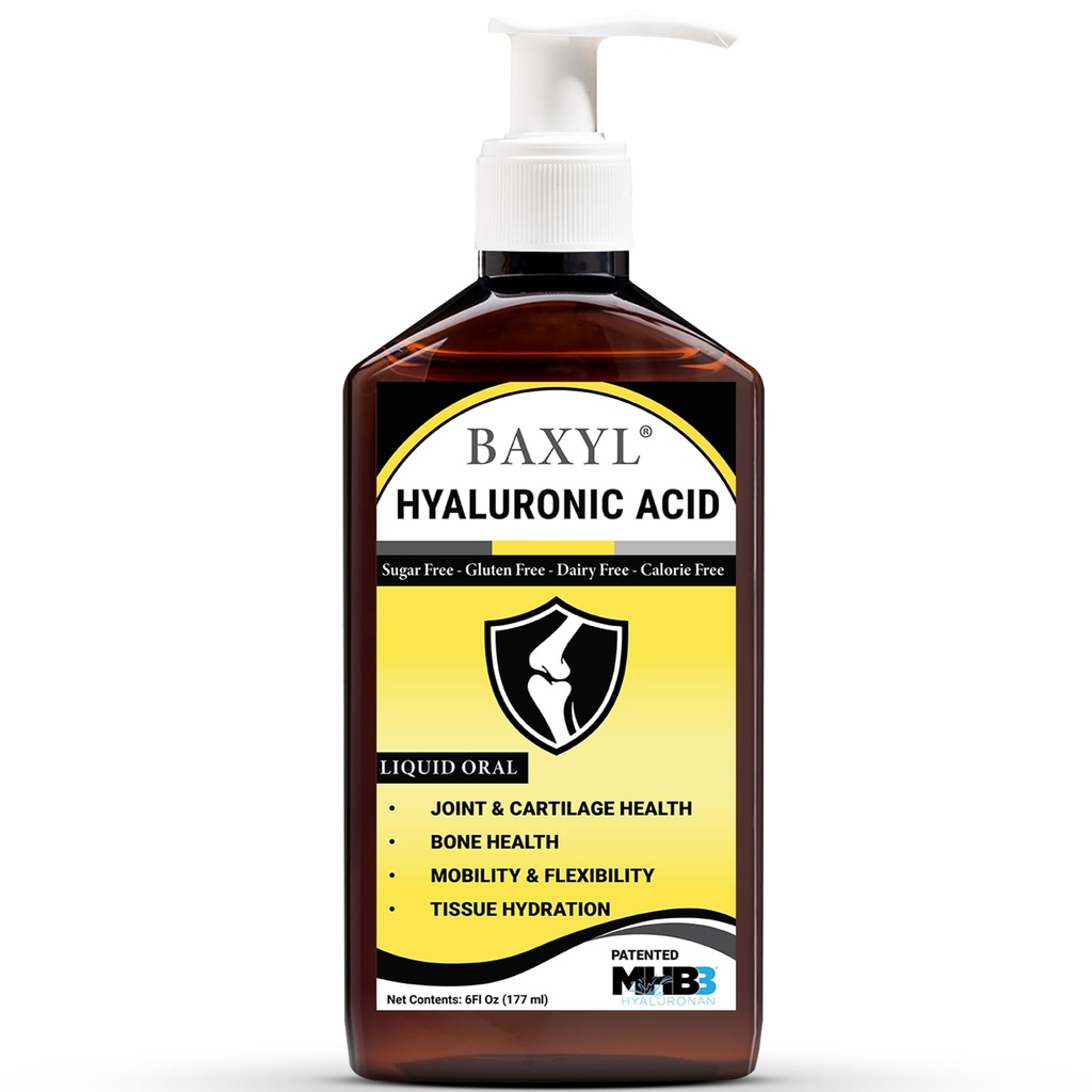 Baxyl - Acido ialuronico liquido per il supplemento di sollievo congiunto (Vegan, Senza glutine, Non OGM, Oral brevettato MHB3)