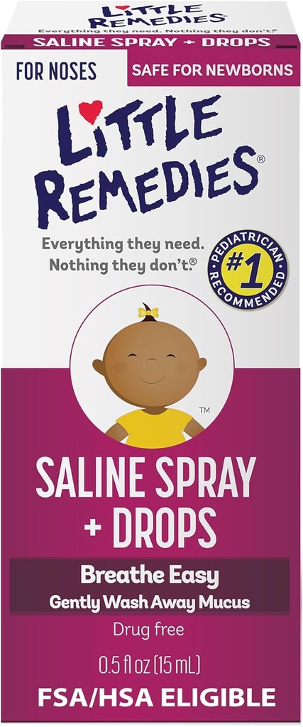 Piccoli rimedi Saline Spray e gocce, sicuro per neonati, 0,5 fl oz
