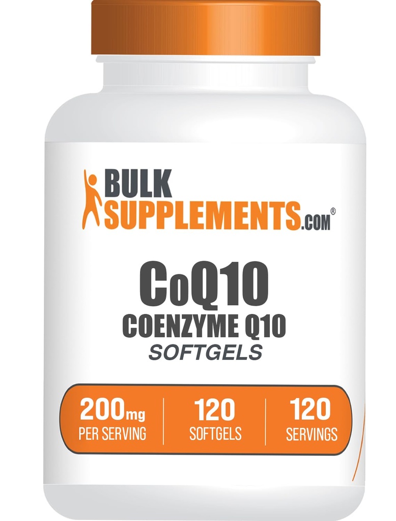 BulkSupplements.com CoQ10 200mg Softgels - per la salute del cuore, Coenzyme Q10 200mg supplemento, senza glutine, 1 Softgel per porzione, 120 conteggio (pacchetto di 1)