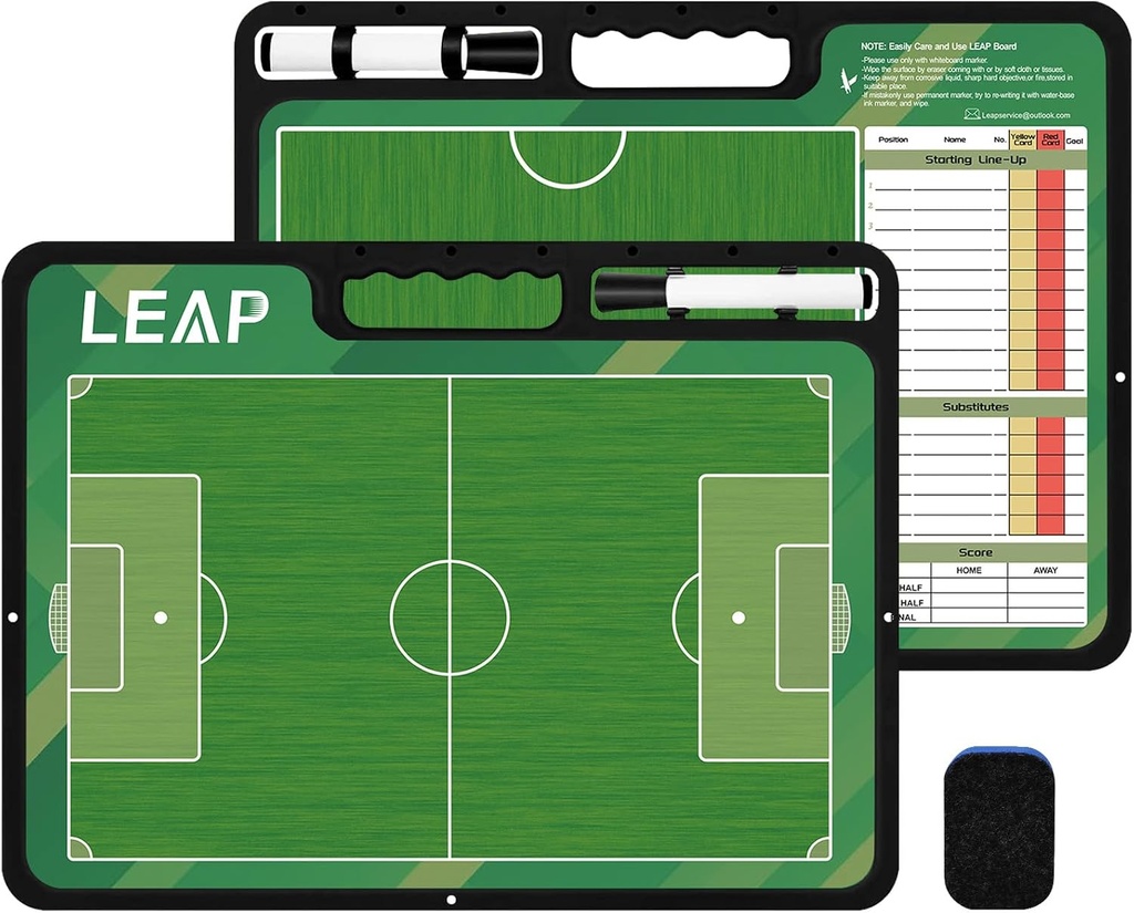 LEAP Coach Board Premium Tactical Clipboard Due lati con Full & Half Court Dry Erase Marker Board per basket, baseball, calcio, calcio, hockey