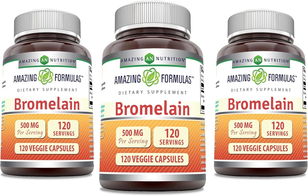 Incredibile formula Bromelain Supplemento | 500 Mg | 2400 GDU | 120 capsule vegetali | Non OGM | Gluten Free | Made in USA (3 Pack)