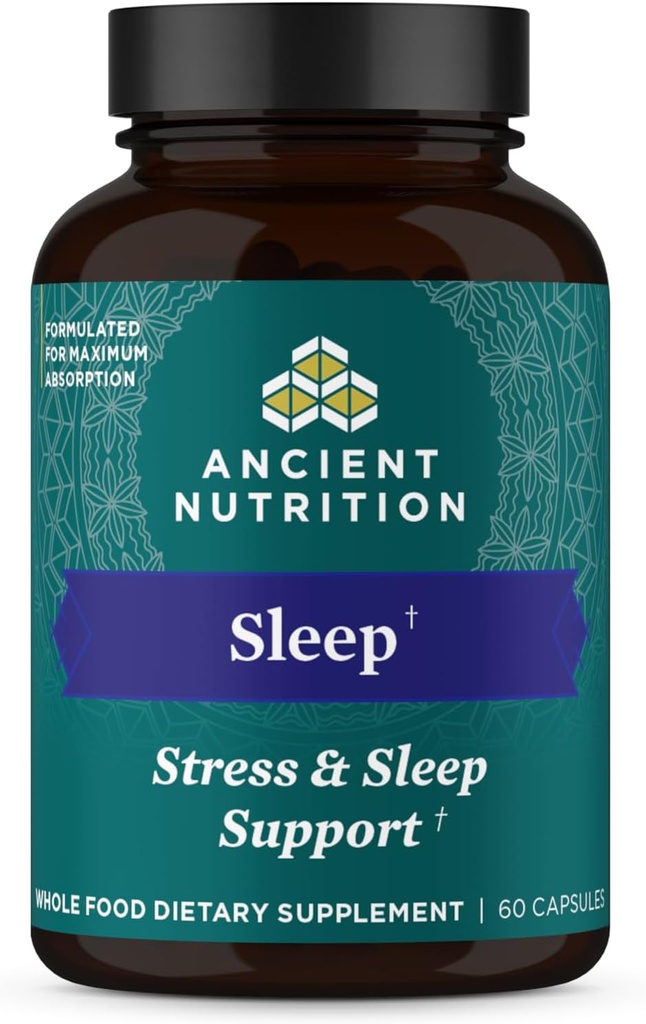 Antica nutrizione Ashwagandha per il sostegno al sonno, per lo stress e il sostegno al sonno, promuove il rilassamento mentale, senza glutine, Paleo e Keto Friendly, 60 capsule