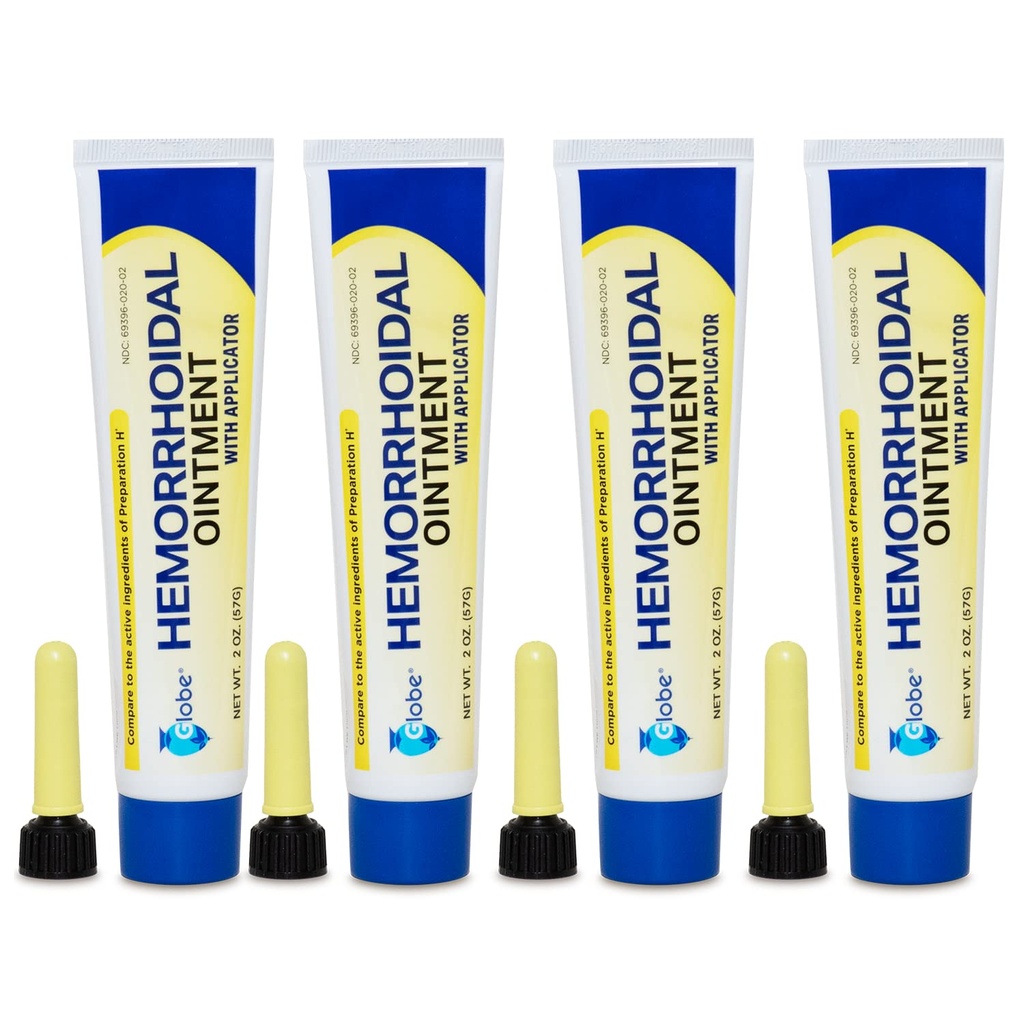 Ointment emorroidale del globo, Phenylephrine HCl, Petrolatum, olio minerale, sollievo da bruciare, prurito e disgrazia di emorroidi, 2 once (4 pacchetto)