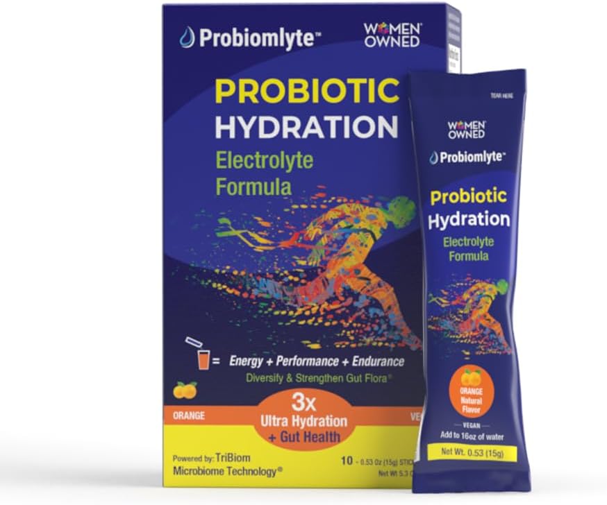 Amplificatore Probiomlyte- Probiotic Hydration (Orange) con tecnologia brevettata TriBiom Microbiome per la resistenza, le prestazioni, l'energia e la salute del fegato