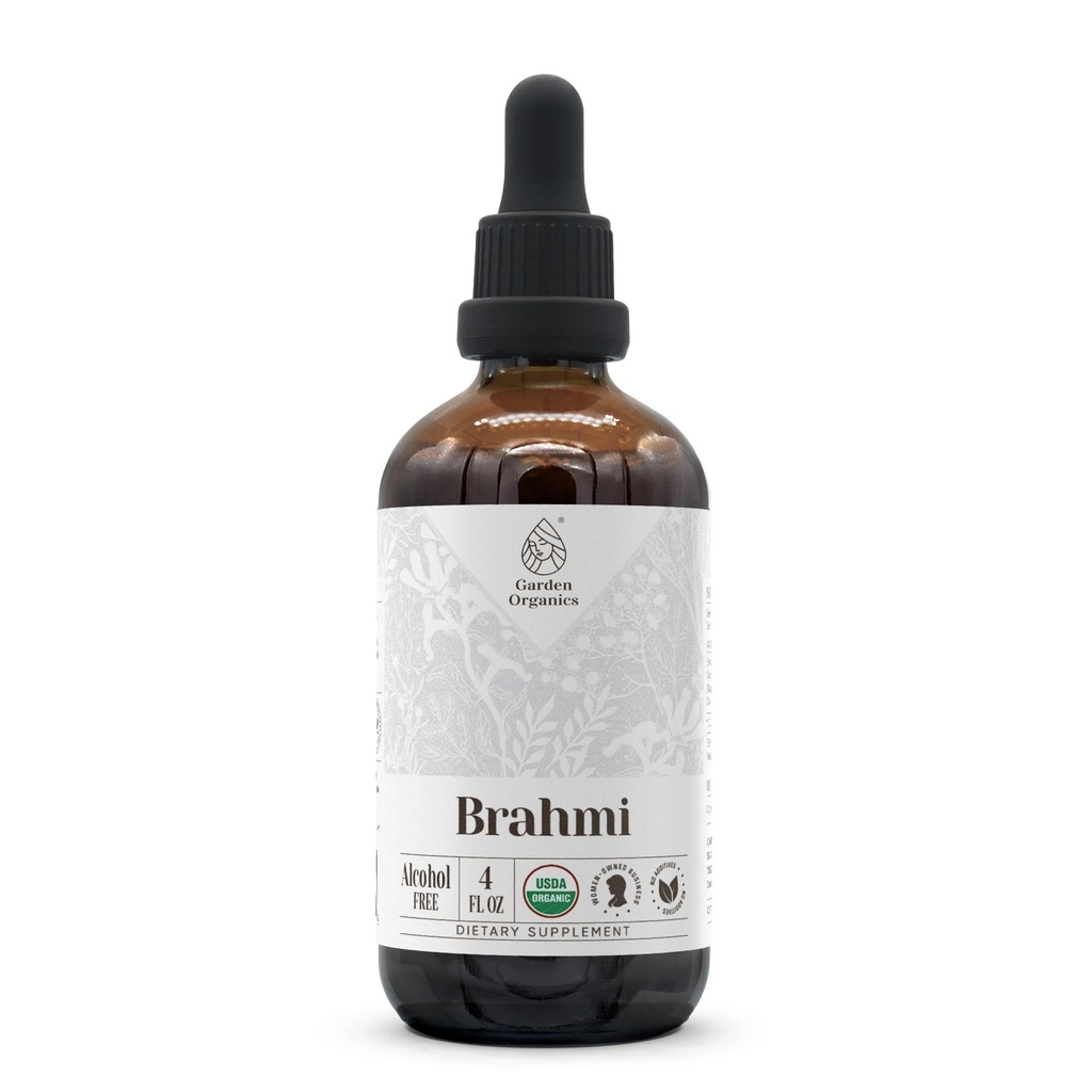 Brahmi USDA Organic | Estratto privo di alcol, Gocce di erbe organiche, Supplemento | Tintura Realizzato in Brahmi Organico Certificato 100% (Bacopa Monnieri) A base di erbe Dried 4 oz