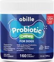 Probiotici per cani 160 Chews 12 oz – Supporta Gut & Digestion Health, Immune System, Upset Stomach & Gas, Metabolismo, costipazione, Diarrea & Loose Sgabello, Itchy Skin and Ears & Allergies