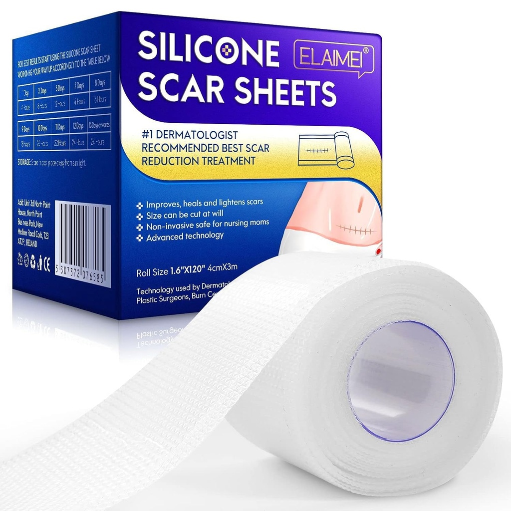 Nuovi fogli trasparenti di cicatrice in silicone(1.6” x 120”Inch - 3M),Away Scar Tape,Scar Strips, riutilizzabili, Professional Scarpa fogli di rimozione per C-Sezione, Chirurgia, Burn, Keloid, Acne et, Scar Patch.