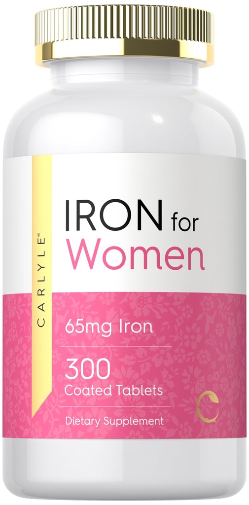 Carlyle Iron Supplemento per le donne 65mg | 300 compresse rivestite | Vegetariano, Non OGM & Gluten Free