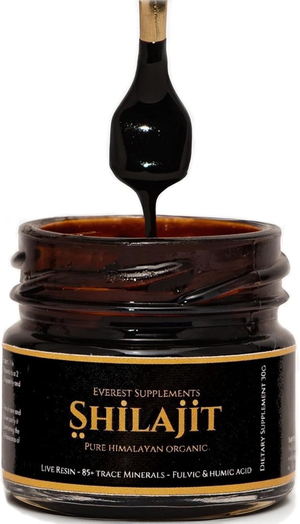 Shilajit Pure Himalayan Organic Shilajit Resina - Shilajit per gli uomini - Gold Grade 500 mg Massima potenza - 85 Trace Minerals & Fulvic e Humic Acid per il supporto immunitario dell'energia, 30 Grammi