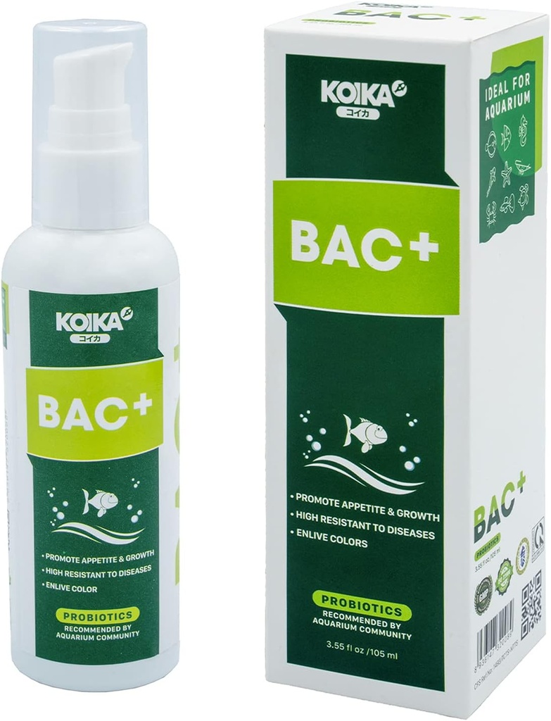 KOIKA BAC+ Probiotici dell'acquario, immunità, resistenza alle malattie e migliorare il sistema digestivo (BAC+,105ml)