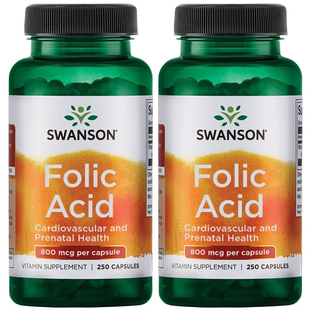 Swanson acido folico 800 mcg (1Vitamin 335 mcg Dfe Folate) 250 capsule (2 Confezione)