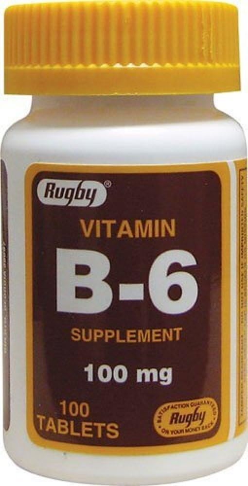 Rugby Vitamina B-6 Compresse, 100mg, 100ct (3 Confezione)
