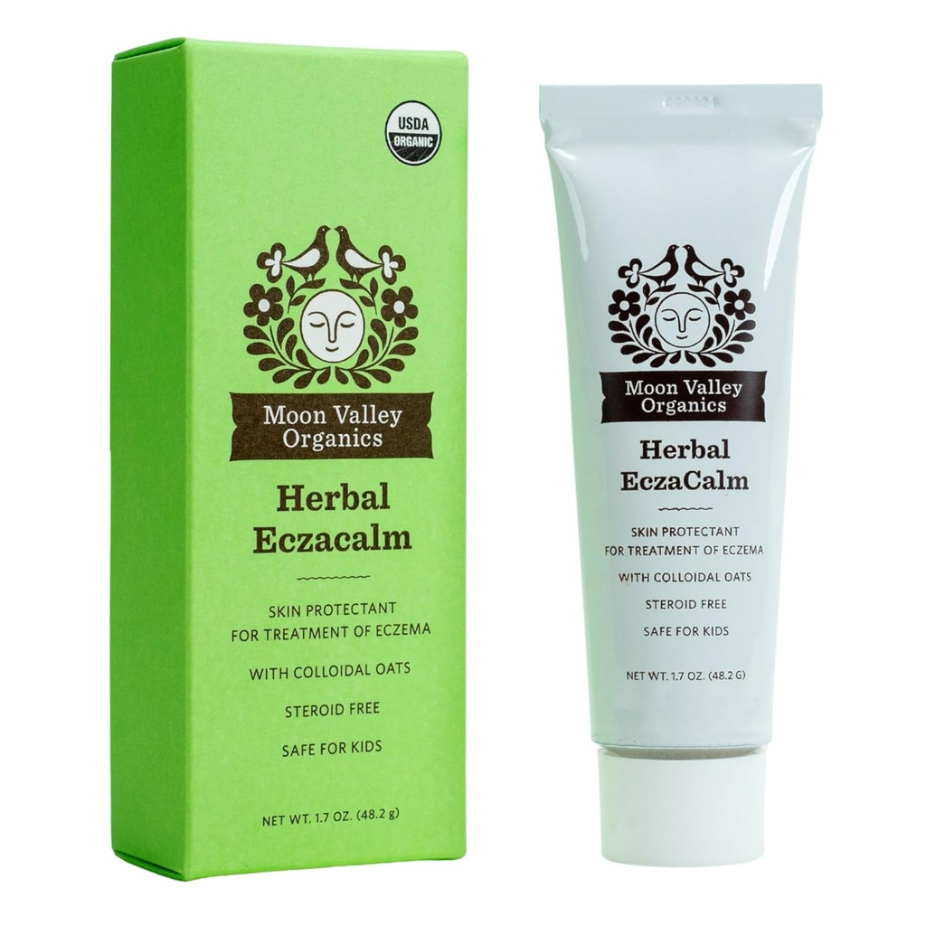 Moon Valley Organics Eczacalm, Eczema e Psoriasis Cream, Herbal Skincare Ointment per pelle secca e prurito, Lozione con avena colloidale, cera d'api e Aloe Vera, 1,7 oz