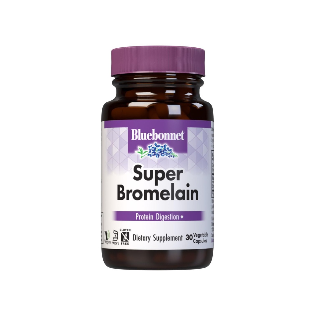 BlueBonnet Super Bromelain Capsule Vegetariani, Ananas, 500 mg, 30 Conte