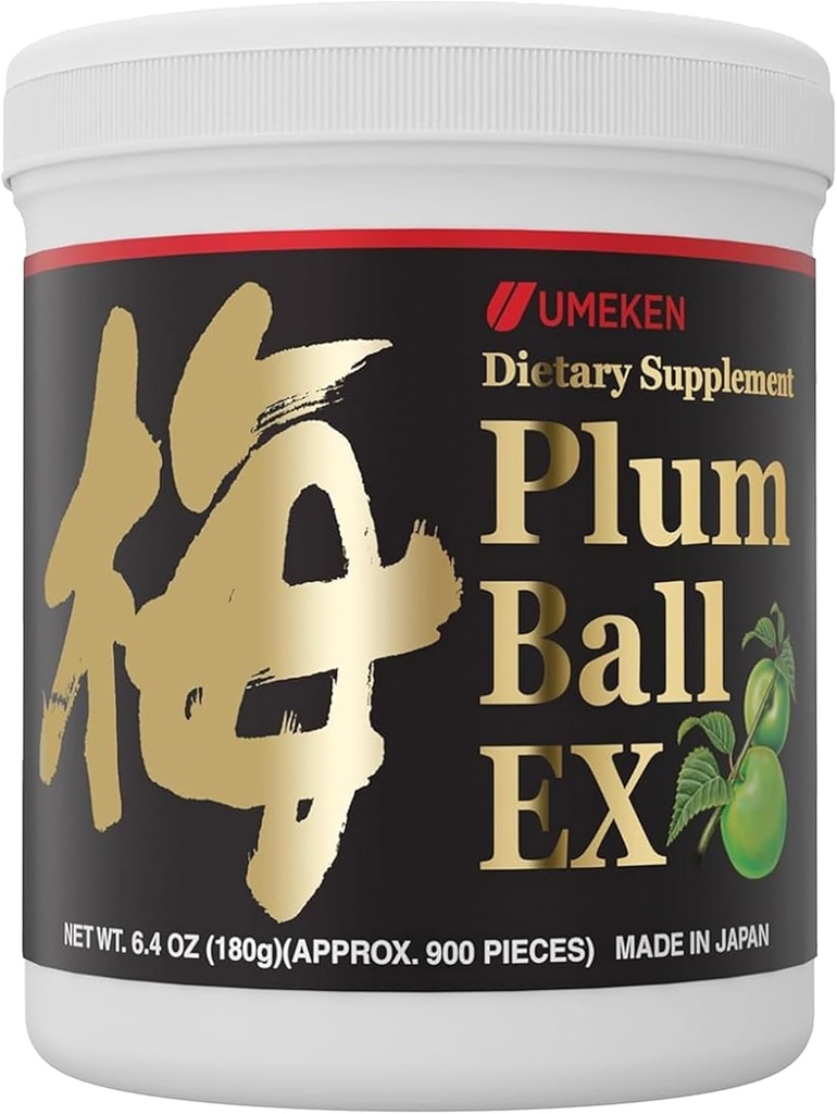 Umeken Plum Ball EX, estratto concentrato con antiossidanti, acido citrico e mumefural, supplemento giornaliero, giapponese Green Plum Extract, 3 mesi di alimentazione, 6.4oz, 180g bottiglia, confezione da 1