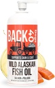 BACK 40 Cani Wild Alaskan Fish Oil per cani, pelle e cappotto supplemento per cani e gatti, Omega-3-Rich Salmon e Pollock olio, EPA & DHA Dog Salmon olio per cervello, cuore e articolazioni 32 fl oz