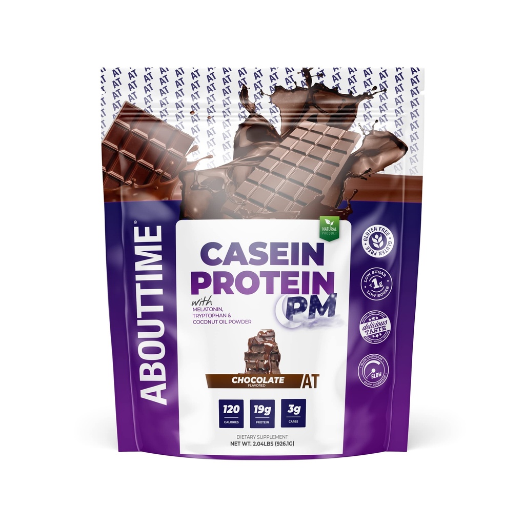Circa il tempo Casein Protein Chocolate, 19g Protein, Nighttime Recovery Formula, Nessun dolcificante artificiale, Nessun ormone della crescita