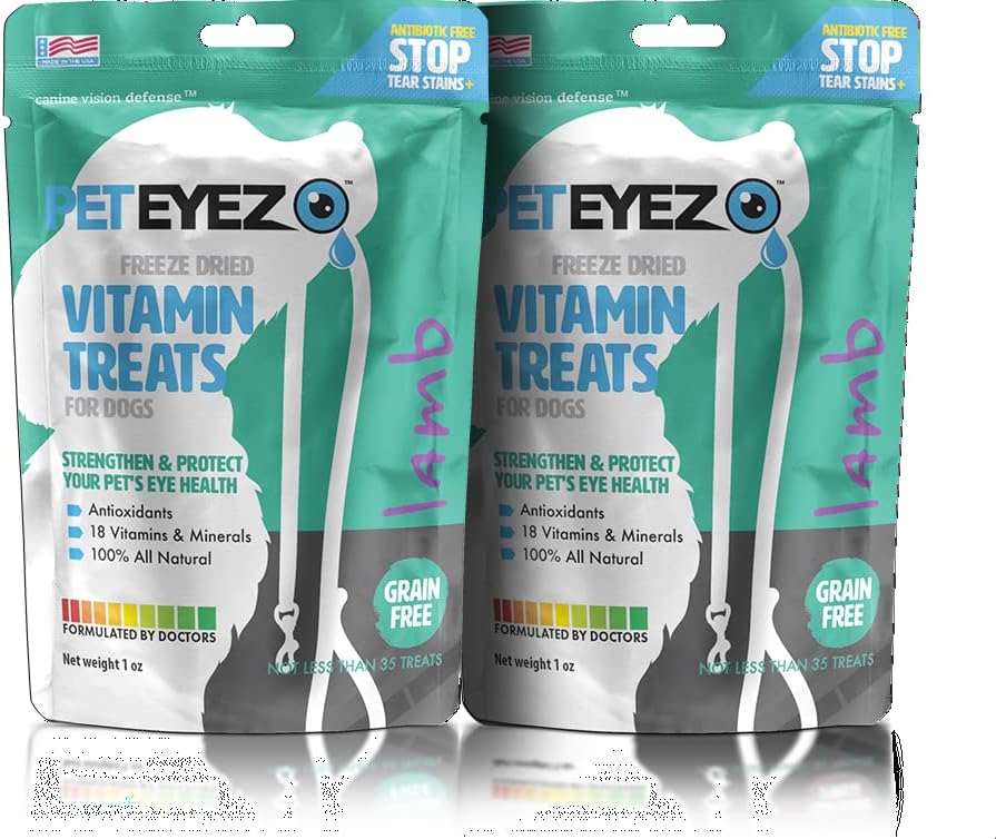 Rimozione della macchia dell'eyez-Dog dell'eye-Dog del cane - Rimozione della macchia dell'occhio del cane - Trattamenti del cane con l'astaxantina, la polvere della frutta del mirtillo, la luteina, la Grain Free, la proteina naturale (lamb-2 Pack)