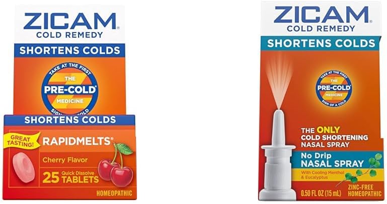 Zicam Cold Remedy, Cherry Rapidmelts (25 Conte) e No-Drip Nasal Spray (0.5 Ounce) Bundle