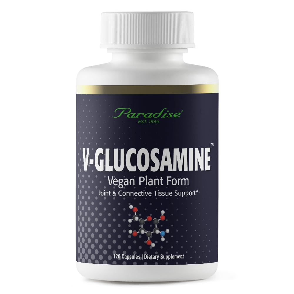Paradise Herbs V-Glucosamine Supplemento, Tissue & Joint Health, Super Potent, Ultra Pure, Vegan, Non OGM, Gluten Free, 120 capsule vegetariane