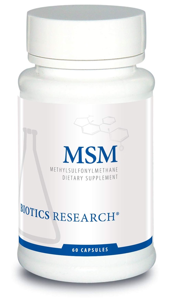 Biotics Ricerca MSM Potent Zolfo Supplemento, produzione di collagene, capelli sani, pelle e unghie, muscolo e Joint Comfort. 60 capsule