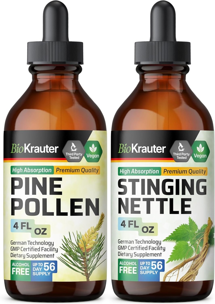 BIO KRAUTER Pine Pollen Tincture 4 Fl. Oz. & Sting Nettle Tincture 4 Fl Oz.