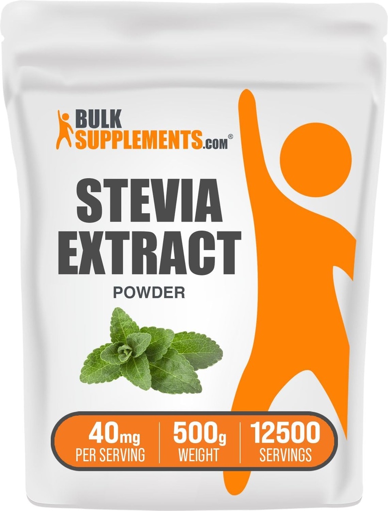 BulkSupplements.com Stevia Extract Powder - Stevia Sweetener - Zero Calorie Sweetener, Gluten Free, 40mg per Serving, 500g (1.1 lbs) (Pack of 1)