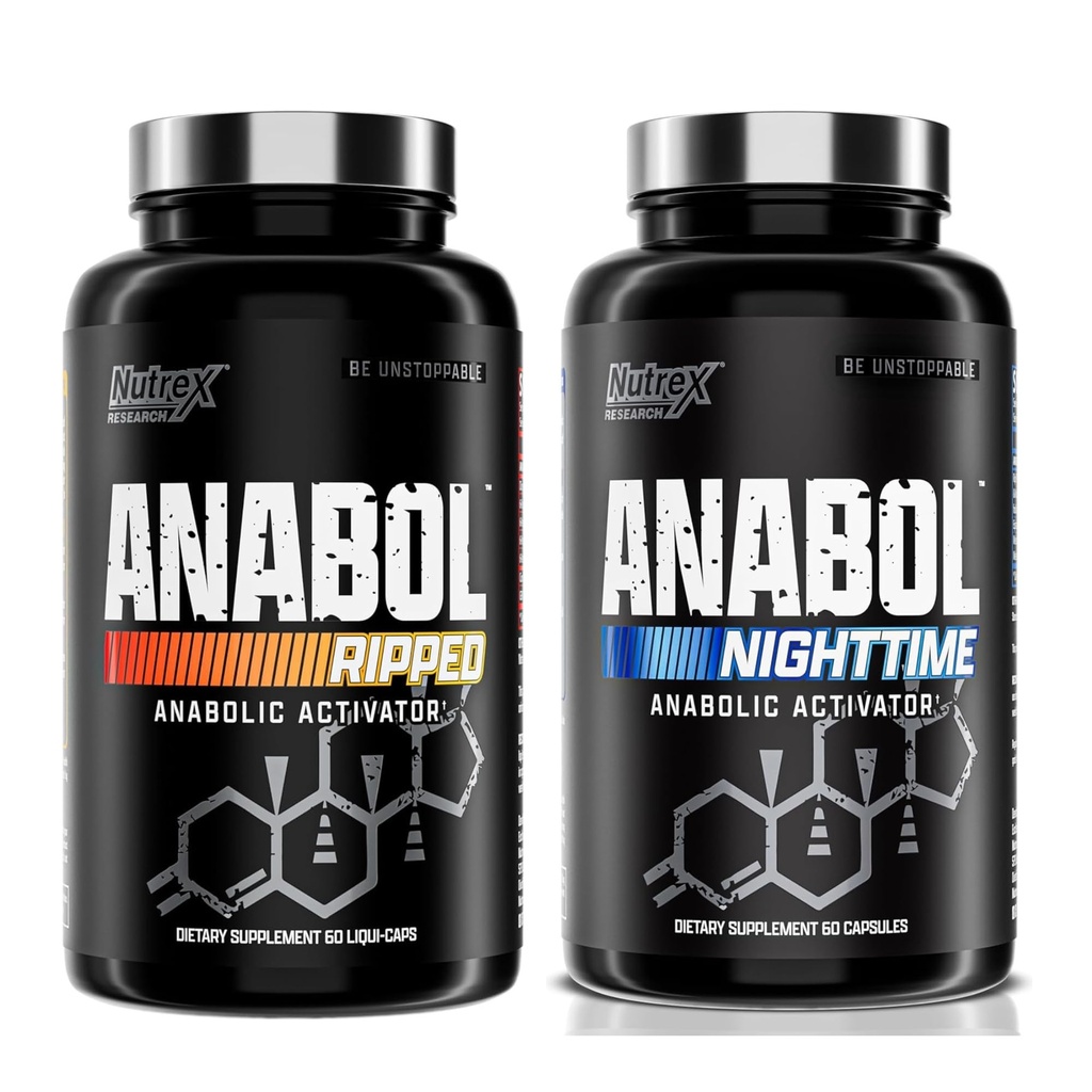Nutrex Ricerca Anabol Ripped & Nighttime PM Muscle Builder e Shredding Combo