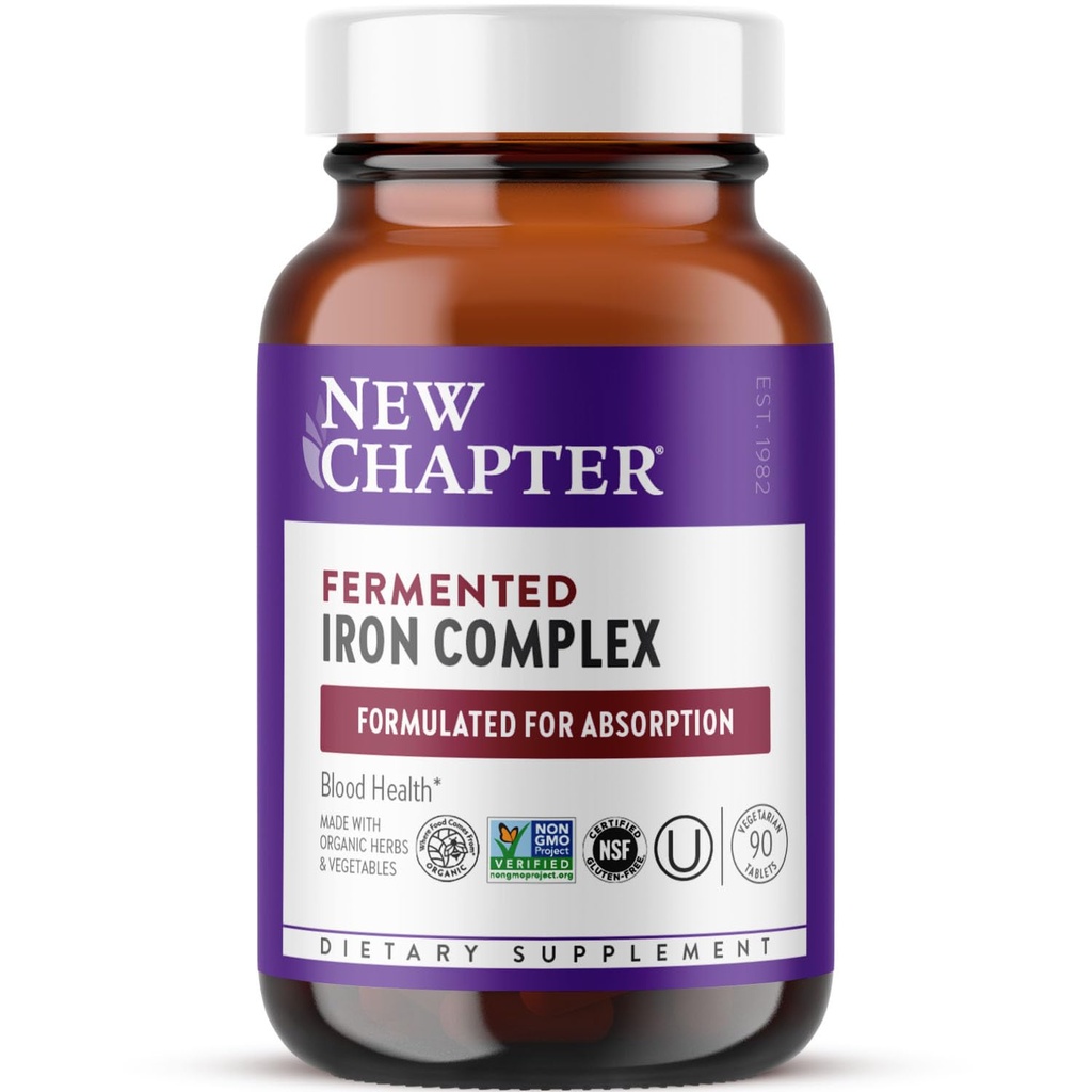 Nuovo Capitolo Ferro Supplemento, Intero-Food Fermented Iron Complex Realizzato con Verdura Organica & Erbe + Una dose giornaliera non costipante- 90ct, 3 mesi di fornitura