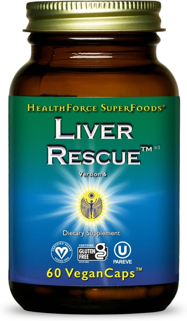 HealthForce SuperFoods Liver Rescue - Natural Liver Cleanse - with Milk Thistle & Dandelion Root - Gluten-Free & Vegan - 60 capsule
