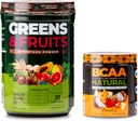 Nutrologia Greens & Fruits Powder-Naturally Sourced Superfood, Cioccolato (30 Serve) BCAA naturale, polvere BCAA a base vegetale, aroma di cocco arancione (30 Serve)