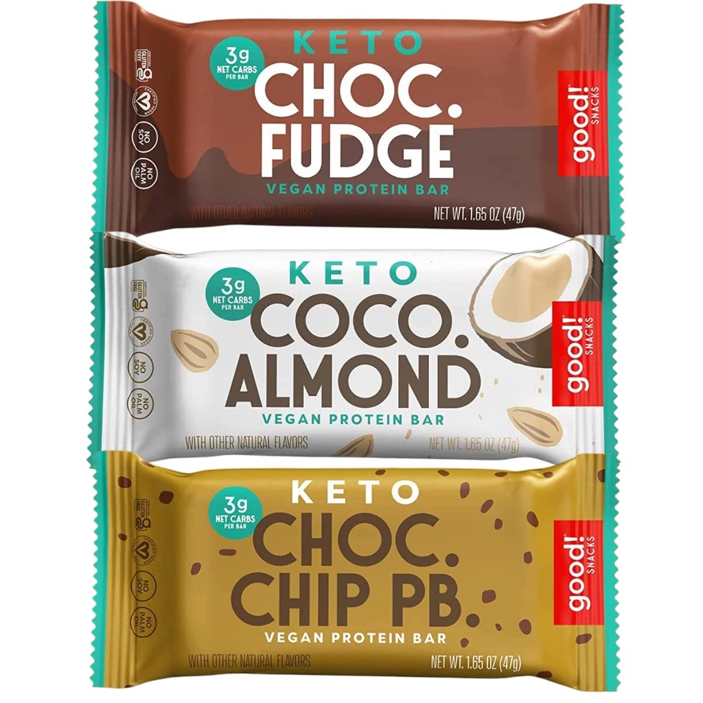 Bene! Snacks Keto Variety Pack Protein Bar, Vegan, Soy & Gluten Free, Basso Zucchero Meal Sostituzione, 10g Alta Proteina, Naturale Snack sano, Per Atleti & stili di vita attivi, 3g Tecnici Net, 12 Barre
