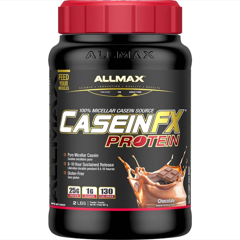 ALLMAX Casein-FX Protein, Cioccolato - 2 lb - 25 Grammi di Proteine per Scoop Slow-Release - Carbo basso & Zero Aggiunto Zucchero - Circa 27 Serve